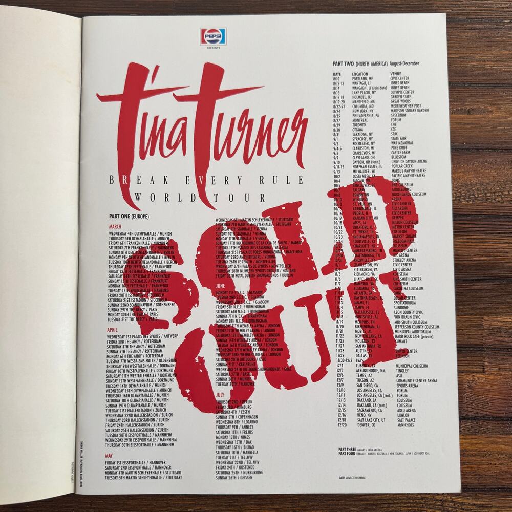 Tina Turner Break Every Rule World Tour 1987 Concert Program Original EUC - Picture 4 of 6